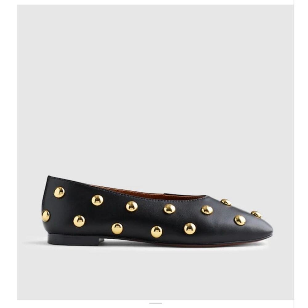 Madewell Mylie Stud Embellished Ballet Flat Classic True Black Size 10.5 NWOT - Picture 2 of 12